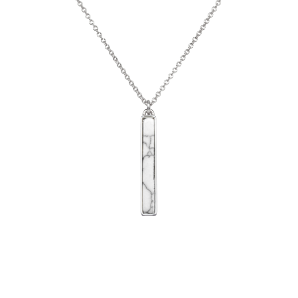 White Howlite Gemstone Bar Necklace